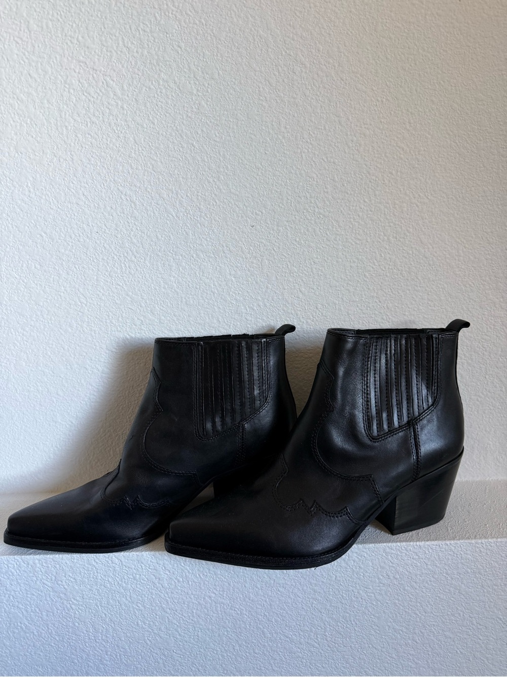Sam Edelman Women's Black Leather Western Ankle Boots